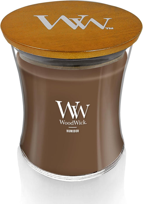 WoodWick Medium Hourglass Candle Humidor - Premium Soy Blend Wax Pluswick Innovation Wood Wick Made in USA...