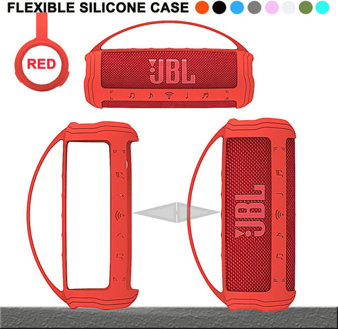 Silicone Cover Case for JBL Flip 6 Portable Bluetooth Speaker, Protective Carrying Case for JBL Flip 6 Speaker Accessories (Only Case) (Red Case)...