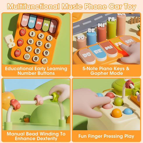 WXX Baby Phone Toy with Piano Music Game Children Pretend Phone,Cartoon Rabbit Styling Kids Cell Phone Toy with Light Parent-Child Interactive Gam...