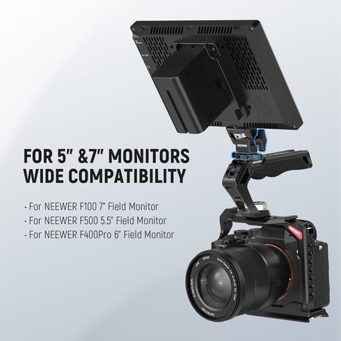 NEEWER Camera Monitor Mount with Cold Shoe, 1/4" Screw for 5" & 7" Field Monitor Compatible with Atomos Ninja V, 360° Swivel 180° Tilt Damping, MA...
