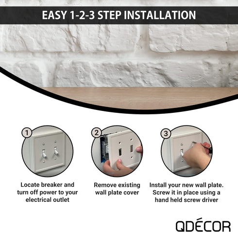 Questech Decor Single Duplex Electrical Outlet Cover Wall Plate, 1-Gang Single Switch Plate Standard Size Receptacle Cover, Decorative Rope Edge, ...