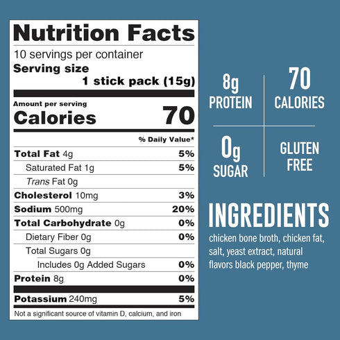 LonoLife Keto Chicken Bone Broth Powder Mix | 10g Protein | Collagen-Rich, Keto & Paleo Friendly | Natural Ingredients | 10 Portable Stick Pack Se...