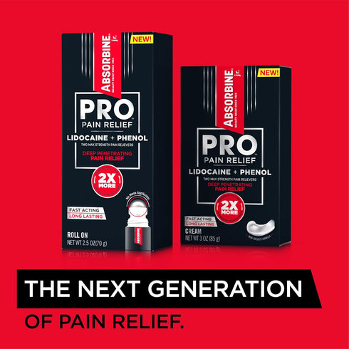 Absorbine Jr. PRO No-Mess Lidocaine Roll On, Maximum Strength Numbing Pain Relief with Phenol for Fast-Acting Relief of Nerve Pain, Muscle Aches, ...