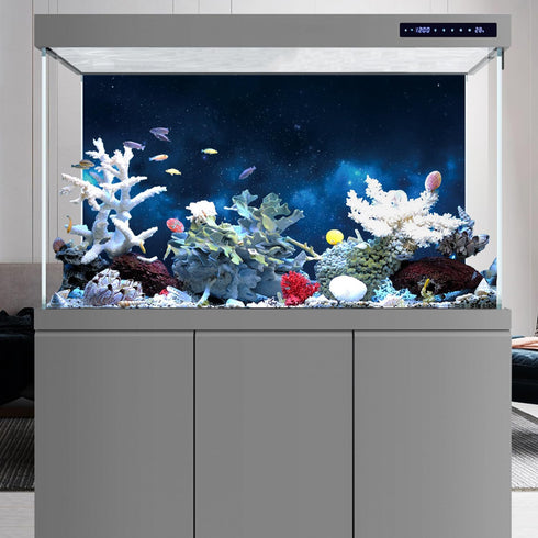 AWERT 24x12 inches Galaxy Aquarium Background Cloud Stars and Blue Cosmic Universe Fish Tank Background Mystery Space Terrarium Background...