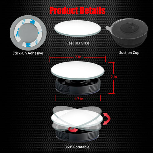 Suction Cup Blind Spot Mirror, Ampper 2" HD Glass Frameless Removable Convex Wide Angle Rear View Mirror (Round, Pack of 2)...