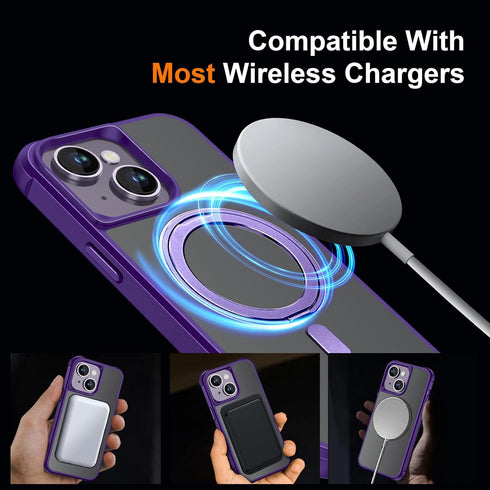 Magnetic for iPhone 13 case/iphone 14 Case ?Compatible with Magsafe? with 360°Rotatable Invisible Ring Stand?Military Grade Shockproof? Matte Back...