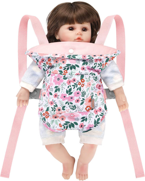 GAGAKU Doll Carrier Fits IKEA Doll, Reborn Baby Doll, Bitty Baby, American Girl Doll up to 18 Inches, Doll Accessories - Pink (Leaf)...