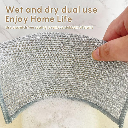 6 Pcs,12 Pcs Double Layer Multipurpose Non-Scratch Wire Dishcloth, Metal Dish Washing Cloths, Wire Cleaning Cloths for Kitchen, Double Stainless S...