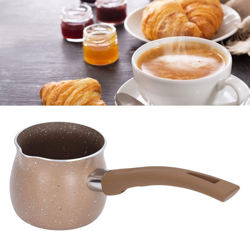 Butter Pot, Saucepans Aluminum Alloy Cooking Pot for Coffee Butter Chocolate Nonstick Milk Pan 8cm Dia Single Handle(brown)...