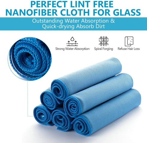 Window Glass Microfiber Cleaning Cloth 8Pack Premium Lint Free Mirrors Polishing Rags, Eye Glass Clean Cloths, Shower Glass Cleaner Towels, Glass ...