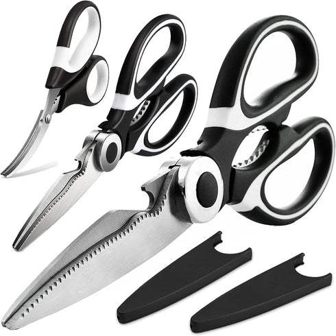 Food Grade Kitchen Scissors 3 Pack- Lifetime Replacement Warranty -Heavy Duty Stainless Steel Cooking Shears for Cutting Meat, Food, Fish, Poultry...