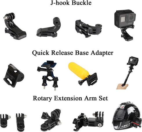 Universal Action Camera Accessory Kit for GoPro Hero 12 11 10 9 8 7 6 5 Blcak Go pro Max Insta360 X4/X3/One R DJI OSMO Action 2 3 4 AKASO APEMAN S...