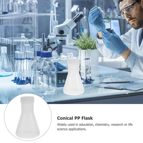 Hemobllo Conical Flask- 50ML Plastic Erlenmeyer Flask Set with Screw Caps and Clear Scale, Scientific Conical Flask Laboratory Flask Lab Supplies ...