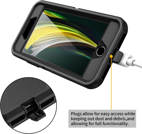 for iPhone SE 2020 Case,Built-in Screen Protector, Shockproof 3-Layer Full Body Protection Rugged Heavy Duty High Impact Hard Cover Case for iPhon...