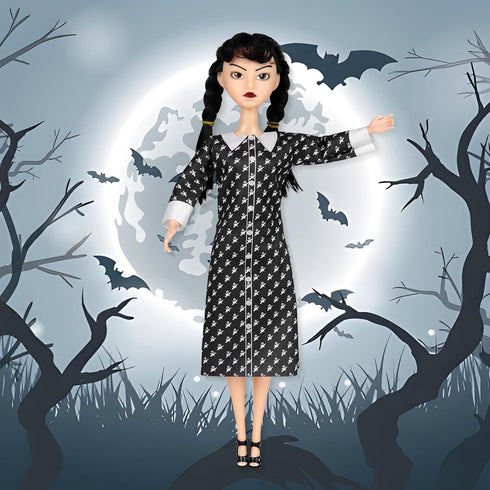Girls Black Dolls, 11.5'' Toys Long Sleeve Dots Black Hair & Black Shoe, Birthday for Girls Fans Kids...