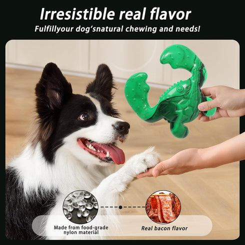 Dog Toys for Aggressive Chewers,Nylon Crab Durable Dog Toy for Medium Large Dogs, Bacon Flavor Interactive Dog Toys for Boredom,Green...