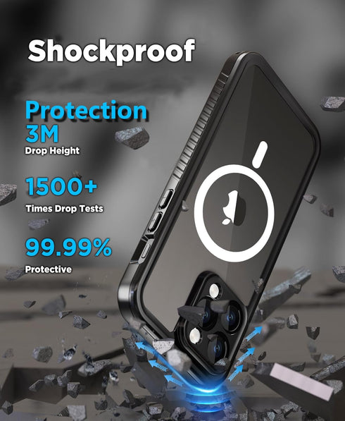 Unitedtime for iPhone 14 Pro Case Magnetic Waterproof with Built-in Screen Protector,Compatible with MagSafe Shockproof Dustproof Heavy Duty Full ...