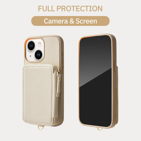 ZVE for iPhone 13 Wallet Case with Credit Card Holder, Zipper RFID Blocking Leather Case with Wrist Strap, Handbag Case Purse Cover for Women for ...