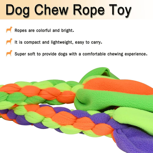 2 Pack Dog Fleece Rope Toy Dog Flirt Pole Replacement Toys to Chase and Tug Interactive Dog Toys with Chewing Rope Pet Braided Rope Tether Lure To...