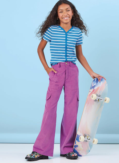 McCall's Learn Girls' Shorts and Cargo Pants Sewing Pattern Packet, Design Code M8396, Sizes 7-8-10-12-14, Multicolor...