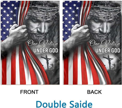 One Nation Under God Garden Flag - Christian - Jesus - USA Double Side Garden Flags House Yard Decor 28x40in...