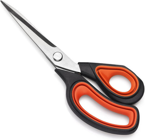 Premium Tailor Scissors Heavy Duty Multi-Purpose Titanium Scissors Professional for Leather Cutting Industrial Sharp Sewing Shears, Red...