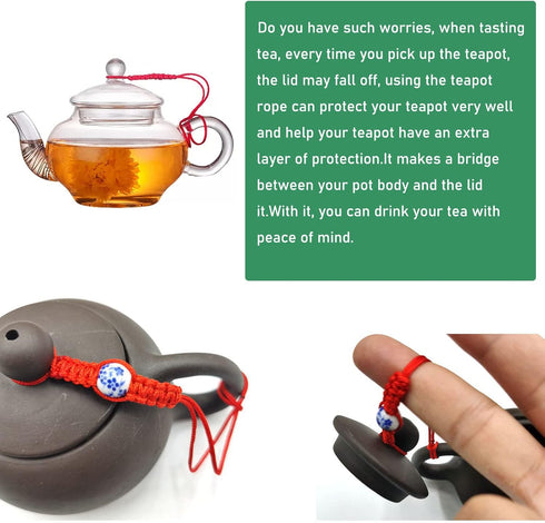 6 Pack Teapot Rope Hand-Woven Glass Kettle Ropes Ceramic Teapots Lid Anti-drop Cord Wire Yixing Clay Pot Handle Tied Rope Anti-fall Lids Ropes Por...