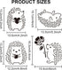 4 Styles Hedgehog Stencil 11.8×11.8inch Hedgehog Flower Drawing Painting Stencils Reusable Flower Heart Animal Stencil for DIY Furniture Wall Floo...