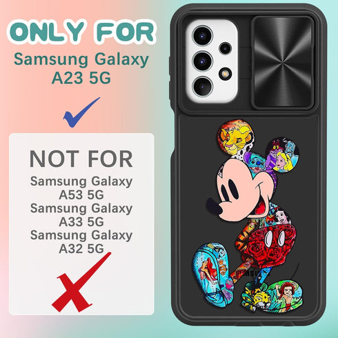 Joyleop (2in1 for Galaxy A23 5G Phone Case Cartoon Cute for Girls Women Teen Kids Girly Phone Covers Fun Unique PatternDesign with Slide Camera Co...