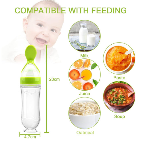 Food Feeder for Baby, Fruit Feeder Pacifier (3 Pcs) with 6 Different Sized Silicone Pacifiers 1 PCS Silicone Baby Food Dispensing Spoon 90ML with ...