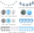 Baby Shower Decorations for Boy, It’s A Boy Banner with Paper Fan Tissue Pompoms Honeycomb Ball Party Balloons Foil Tassel, Blue and Grey It’s A b...