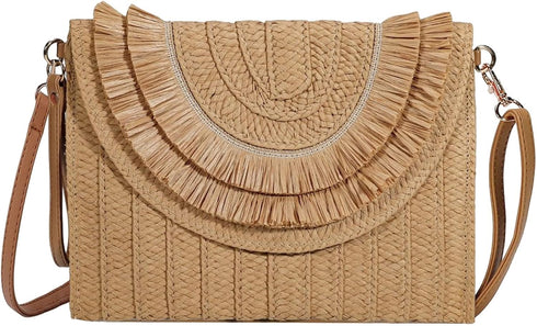 YYW Straw Handbag Straw Clutch Straw Shoulder Bag for Women Summer Beach Cruising Envelope Clutch Raffia Bag...