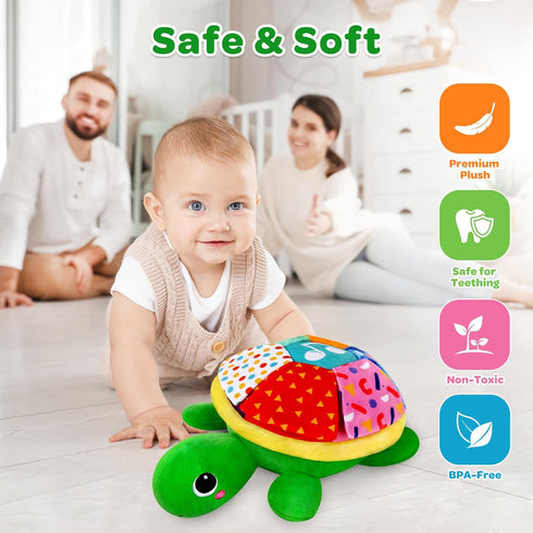 KMUYSL Baby Toys 0 to 12 Months, Musical Stuffed Animal Toys for 0-6 6-12 Months, Plush Sensory Turtle Toys with Crinkle, Infant Tummy Time Toys f...
