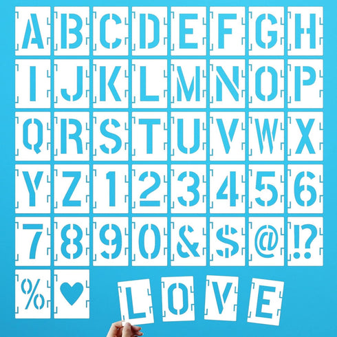 2.5 Inch Letter Stencils Numbers Craft Stencils, 42 Pcs Reusable Alphabet Templates Interlocking Stencil Kit for Painting on Wood, Wall, Fabric, R...