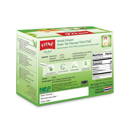FITNE Green Tea Herbal Honey Lemon With Garcinia Senna Infusion Gentle Detox Cleanse High Antioxidant No Calories Stevia Sweetener, 15 Tea Bags...