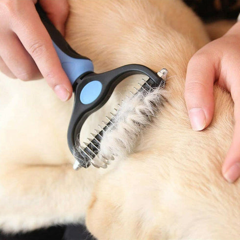 MT&L Undercoat Rake Dogs Cats Deshedding Brush Dematting Comb Double Sided Professional Skin Friendly Pet Grooming Brush - Extra Wide - No More Ta...