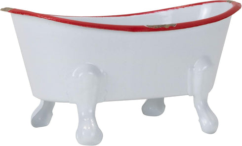 Foreside Home & Garden Red Rim White Enamel Bathtub Soap Dish...