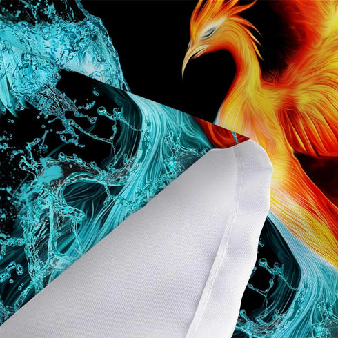 Fantasy Phoenix Tapestry, Water Ice and Fire Rising Phoenix Animal Anime Wall Hanging for Bedroom, Aesthetic Tapestry for Men Beach Blanket Colleg...