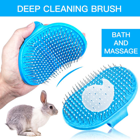 4 Pieces Rabbit Grooming Kit Including Rabbit Hair Remover, Rabbit Grooming Brush, Steel Comb and Double-Sided Pet Comb ,Suitable for Bunny & Guin...