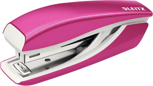 Leitz Mini Stapler, 10 Sheet Capacity, Ergonomic Metal Body, includes Staples, WOW Range, 55281023 - Metallic Pink...