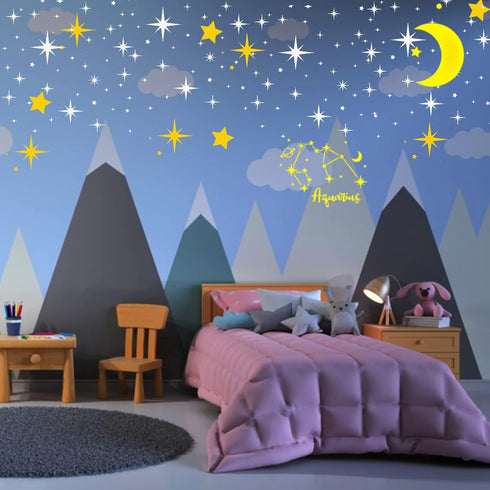 Star Stencils for Wall Painting Moon Twinkle Stars Stencil for Card Making Paint Reusable Star Zodiac Constellation Stencils for Walls Wood Burnin...