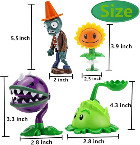 4 PCS Plants and Zombies Toys Action Figures Zombies PVZ Toys Set 1 2 Series Great Gifts for Kids and Fans,Birthday and Christmas Party...