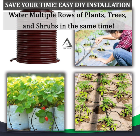 1/4 Drip Irrigation Tubing, 50 Feet, Flexible PVC Plastic Drip Irrigation Hose for Gardening, Misting, Hydroponics and DIY Landscape Garden Projec...