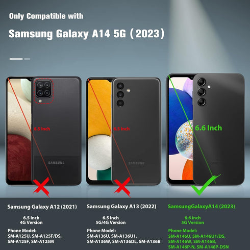 FNTCASE Heavy Duty Protective Case for Samsung Galaxy A14 5G - Shockproof Rugged Military Protection with Non Slip Back (Matte Black)...