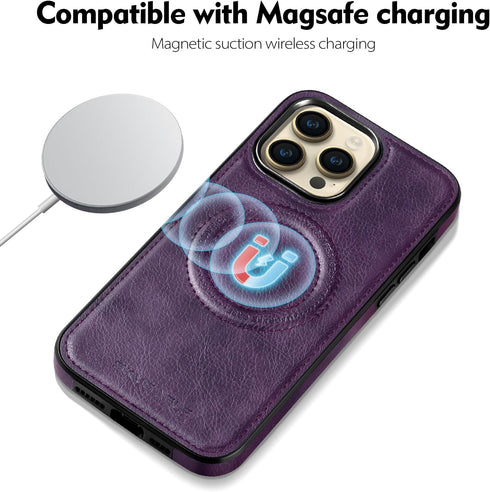 for iPhone 14 Pro Max case Compatible with Magsafe Charging Support Wireless,for Women Men,iPhone 14 Pro Max Phone case Slim Non-Slip Luxury PU Le...