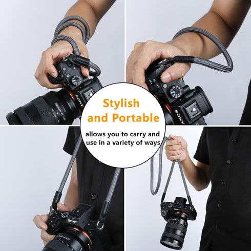 Camera Shoulder Strap Climbing Rope Camera Neck Strap for Mirrorless and DSLR Cameras, with Lens Cap Keeper (Silver)...