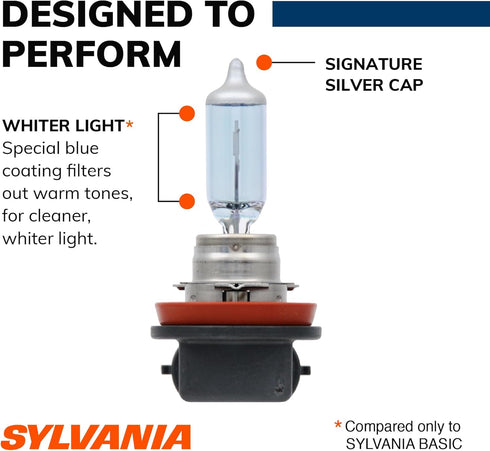 SYLVANIA - H11 SilverStar - High Performance Halogen Headlight Bulb, High Beam, Low Beam and Fog Replacement Bulb, Brighter Downroad with Whiter L...