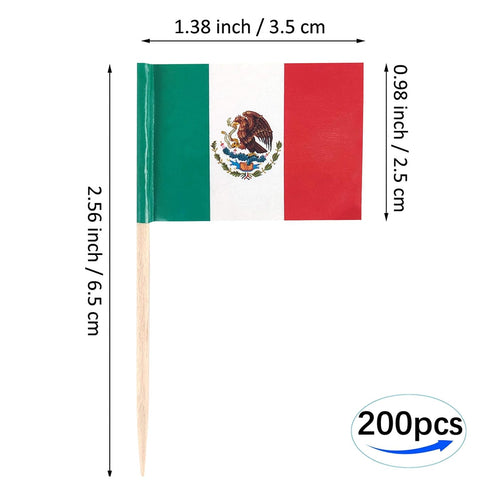 JBCD Mexico Toothpick Flag Mexican Mini Small Cupcake Topper Flags, 200pcs...