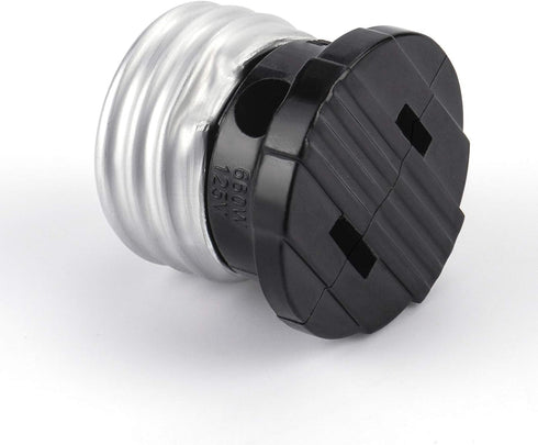 DiCUNO UL Listed E26 to Polarized Outlet Socket Adapter, Standard E26 Base Light Bulb to 2 Prong Outlet Plug Converter Black, 6-Pack...