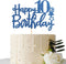 Royal Blue Glitter Happy 10th Birthday Cake Topper - 10 Sign Cake Topper - Cheers to 10 Years Party Supplies - 10th Birthday Party Decorations...